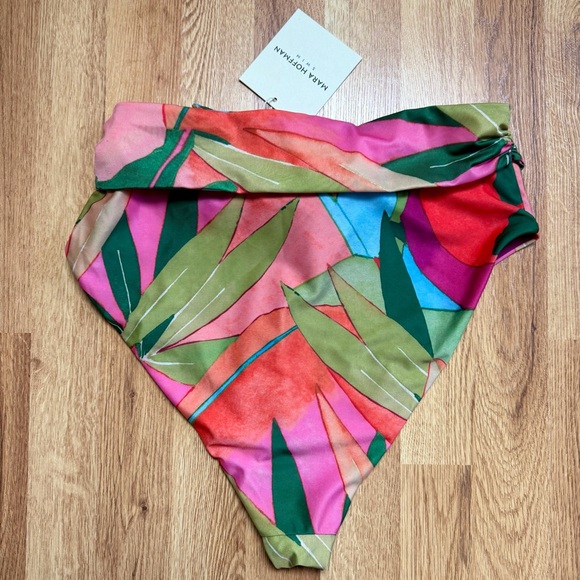 Mara Hoffman Goldie High Waisted Bikini Bottom XL NWT Pink Multi - Picture 3 of 5